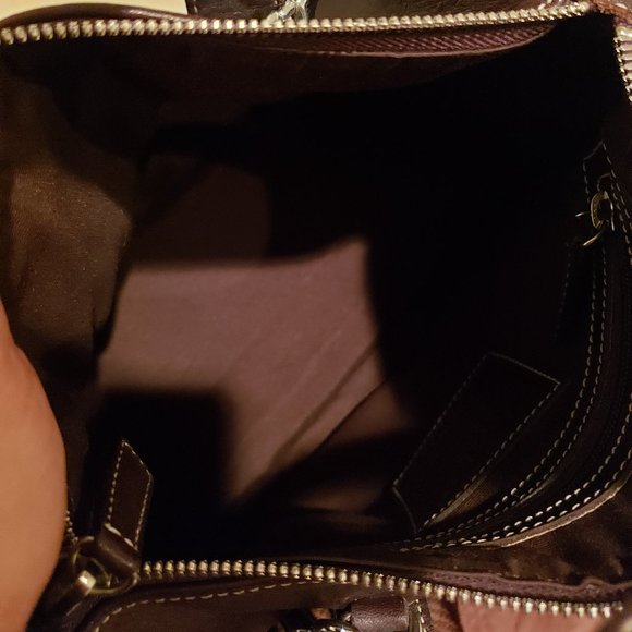 Coach double handle satchel w/white stitching - Picture 7 of 7